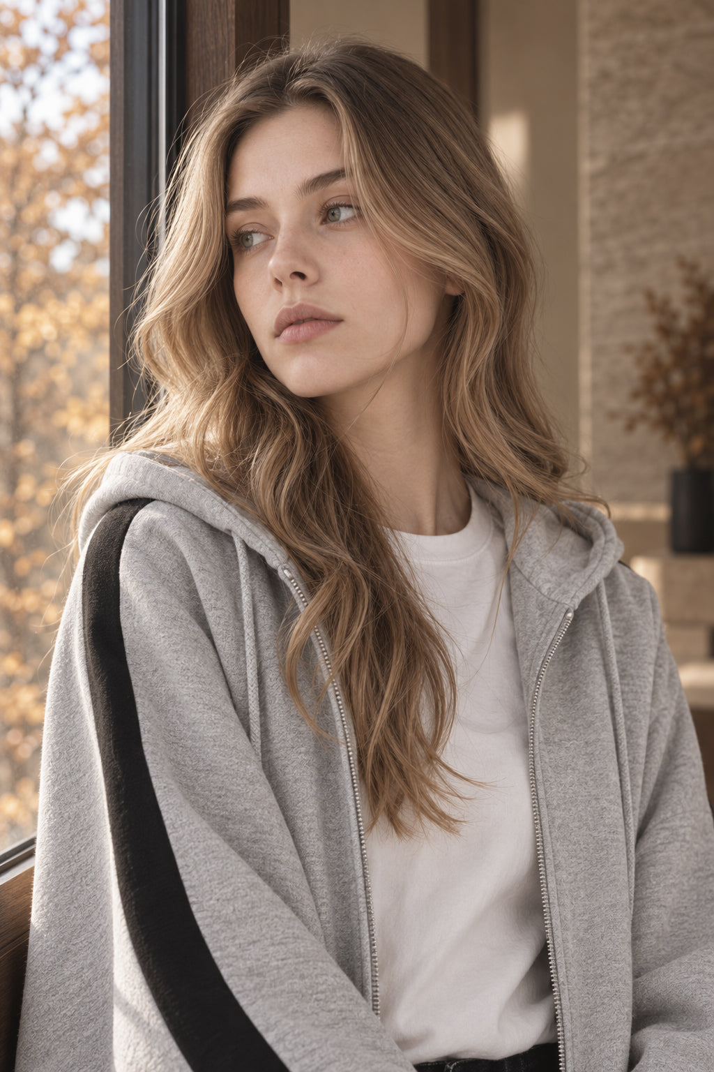 Harajuku Arm Long Hoodie Oversized - - Women's - Fit Loose - Boyfriend Style Street Casual Fleece Sweatshirt Material Secondary image