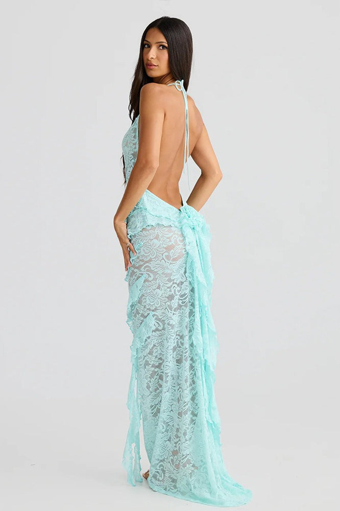 Backless Lace Halter Maxi Dress Secondary image