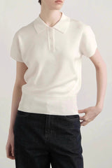 Vintage White Polo Knit Top
