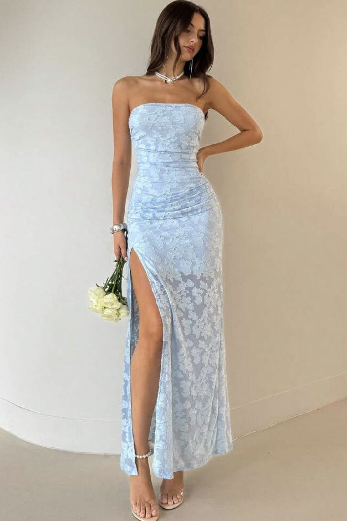 Strapless High Split Lace Dress Main image