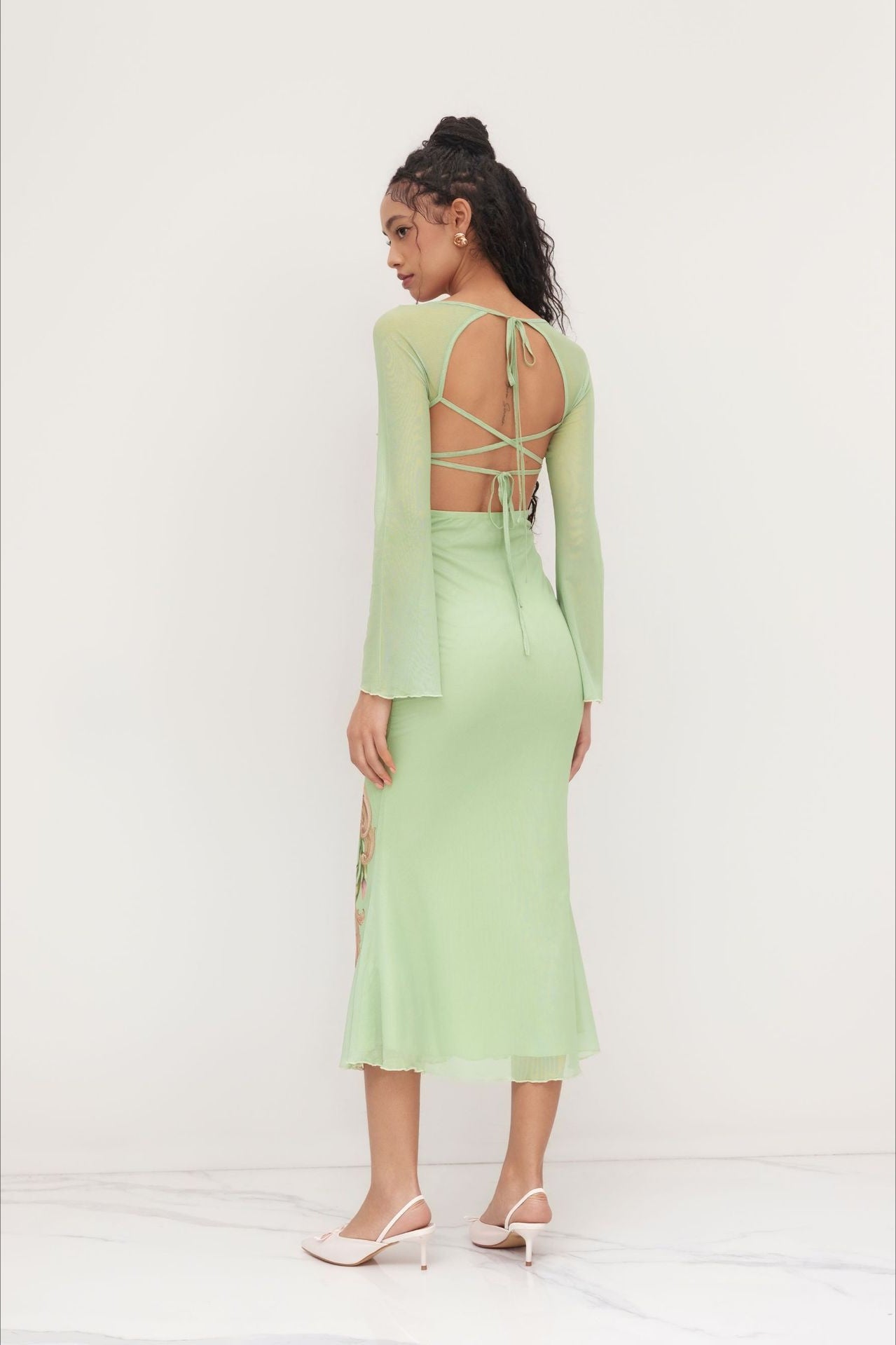 Floral Square Neck Long Sleeve Maxi Dress Secondary image
