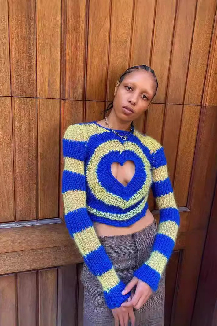 Heart Cutout Fitted Knit Sweater Main image