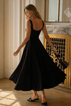 Minimalist Square Neck Slim A Line Slip Dress