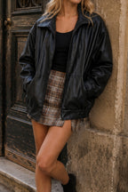 PU Leather Bomber Jacket