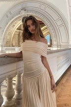 Off Shoulder Ruched Strapless Reception Dress