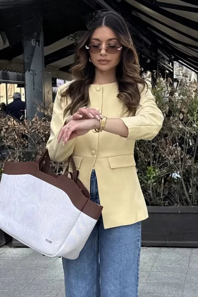 Slim O-Neck Long Jacket Secondary image