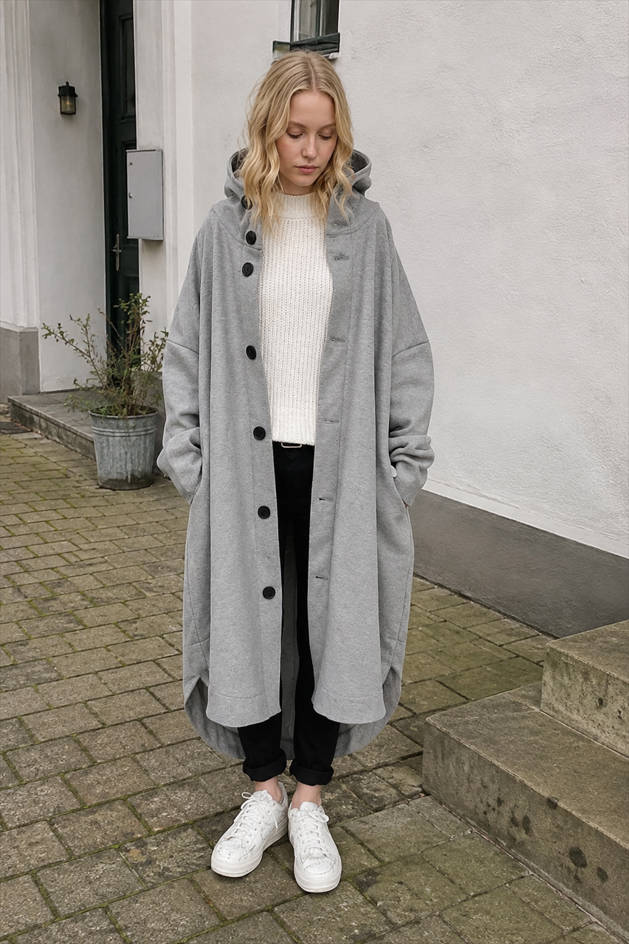 Oversized Hooded Long Overcoat