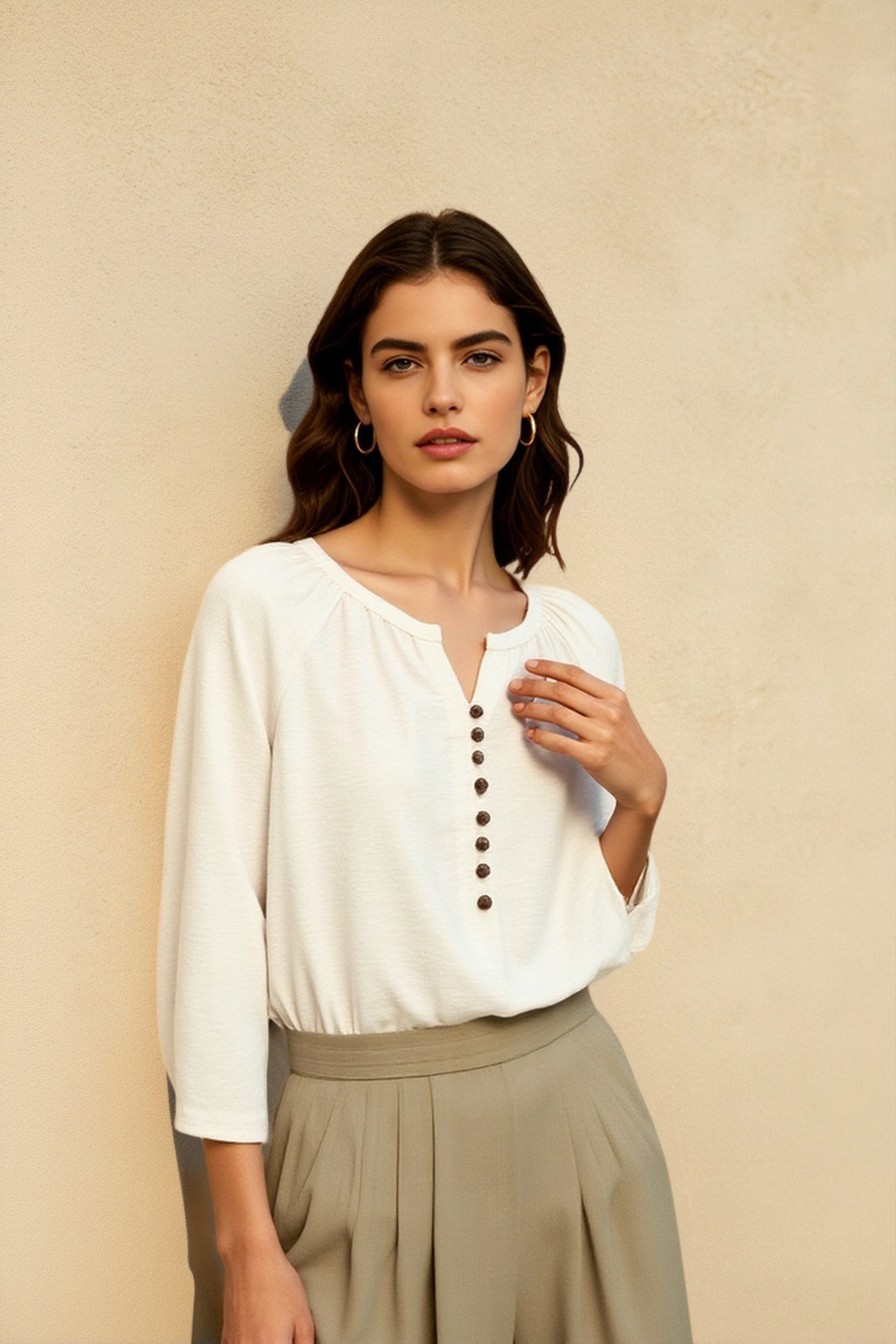 Linen French Casual Blouse Main image