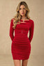 Heart Cutout Round Neck Ruched Bodycon Mini Dress