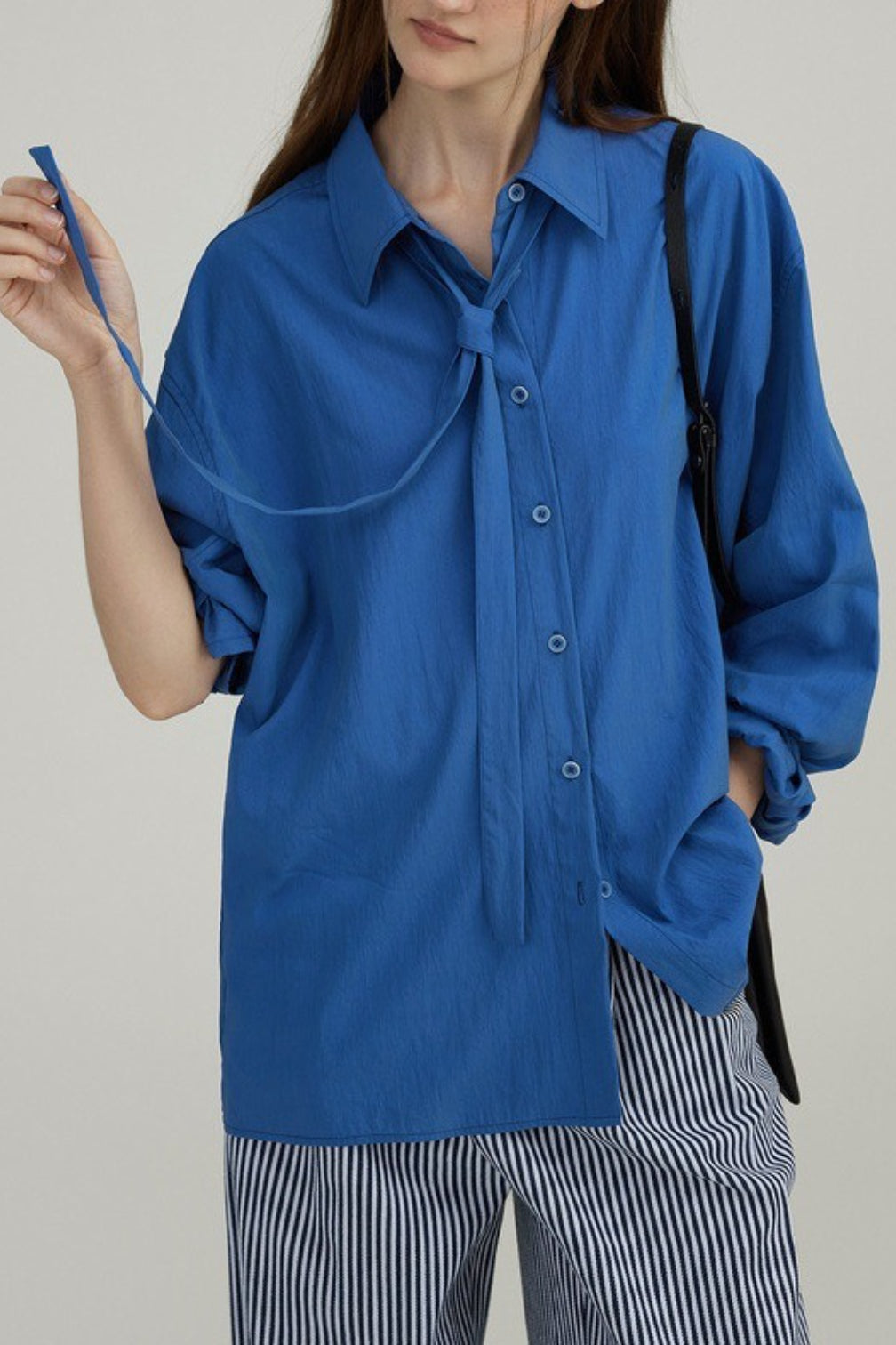 Tencel Draped Tie Blouse Secondary image