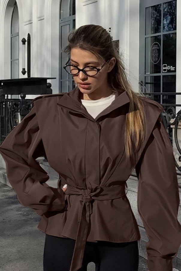 Relaxed Fit Notch Collar Belted Coat Secondary image