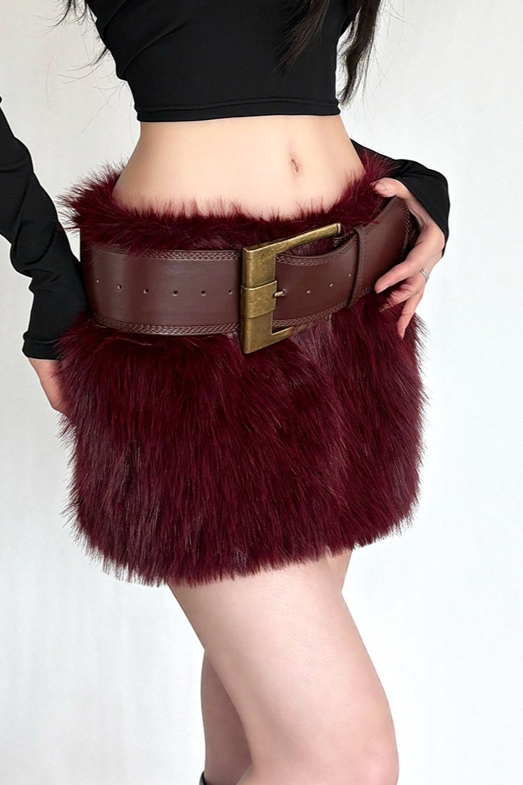 Faux Fur Belted Bodycon Mini Skirt Secondary image
