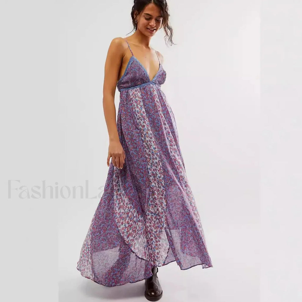 Chiffon Strap Backless Boho Dress