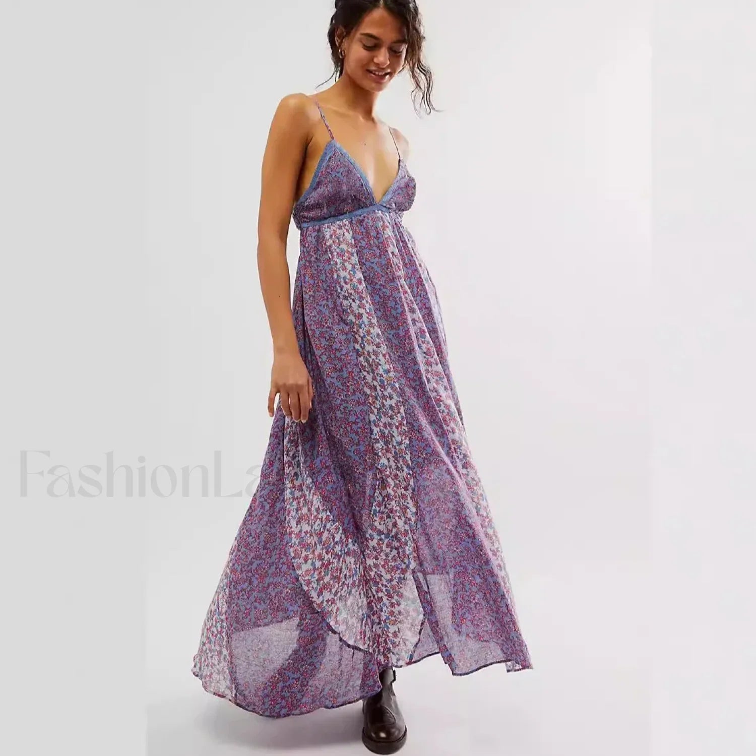 Chiffon Strap Backless Boho Dress