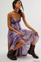 Chiffon Strap Backless Boho Dress