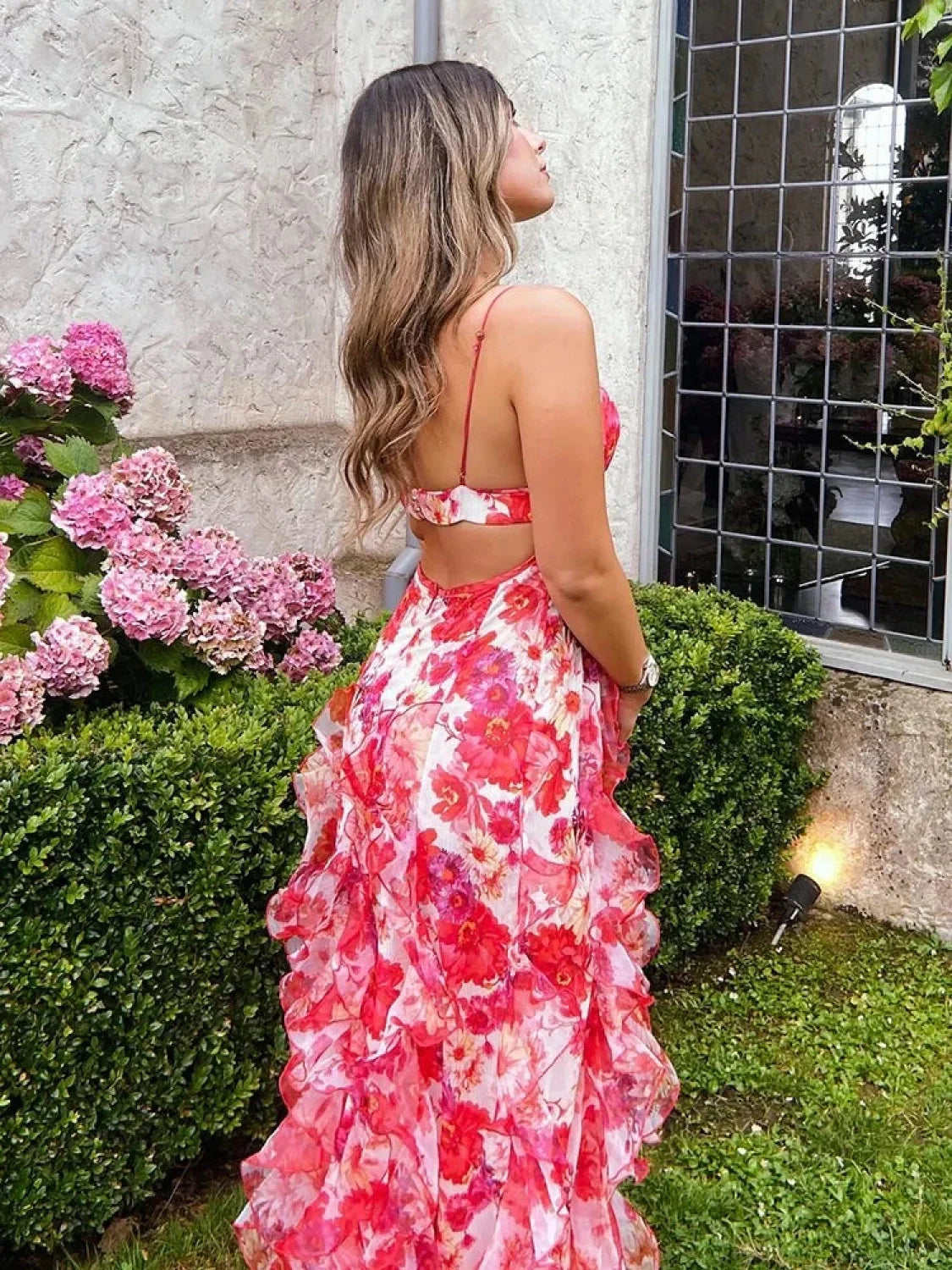 Colorful Spaghetti Strap Floral Dress