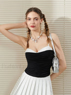 Contrast Ruched Slip Crop Top