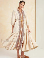 Cotton Flare Sleeve Boho Dress