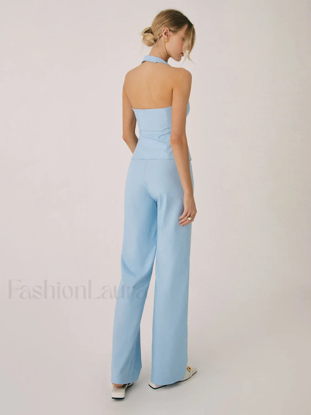 Cotton & Linen Vest With Straight Leg Pants Set Pant Sets