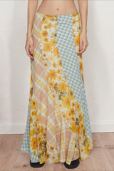 Floral Boho Tiered Ruffle Midi Skirt