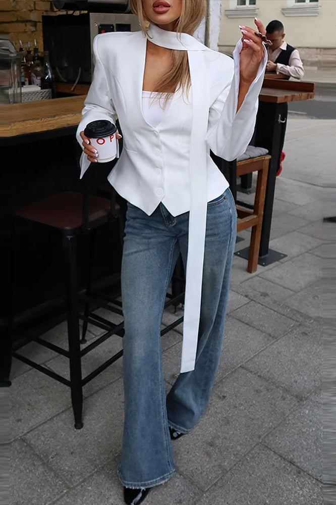 Slit V-Neck Slim Fit Blazer Secondary image