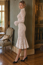 Lace Slim Bodycon Lined Midi Dress