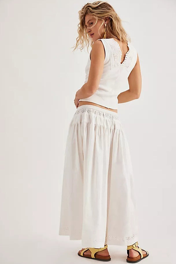 Cutout Lace Patchwork Boho Skirt Set