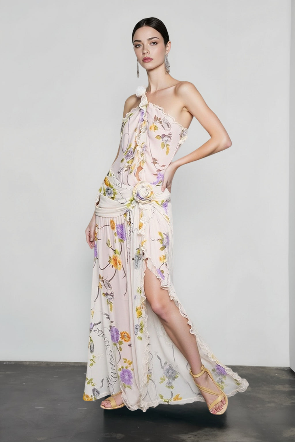 Halter Backless Floral Vacation Dress