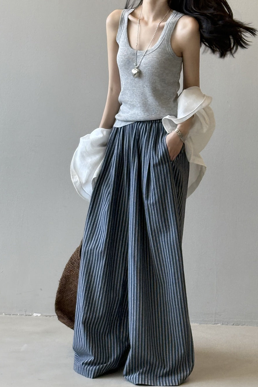 Striped High Waisted Wide Leg Straight Pants Secondary image
