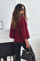 Tailored Wool Blend Belted Cape Coat