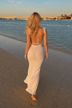 Lace Up V-Neck Backless Boho Dress