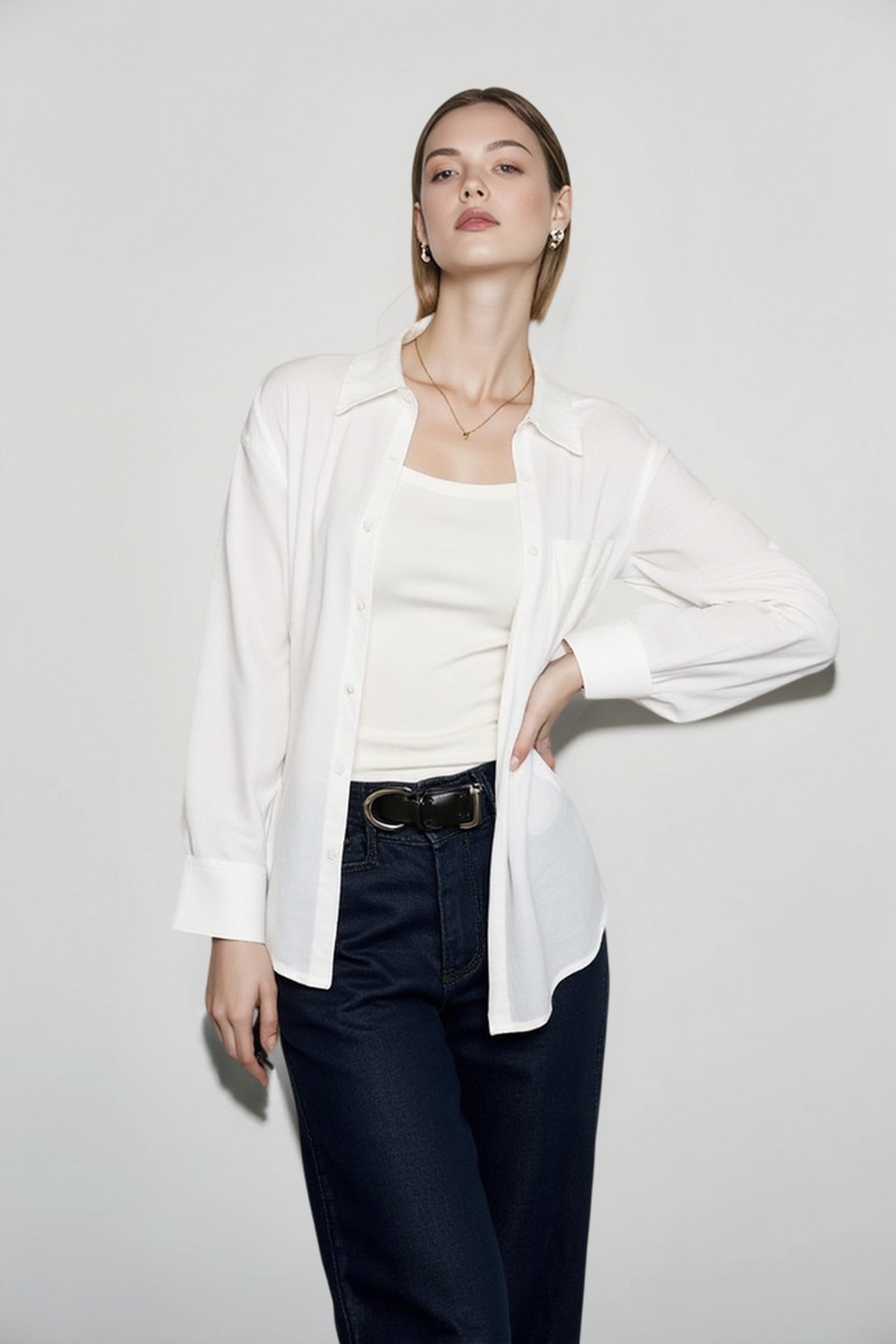 Linen Slim Fit Casual Blouse Secondary image