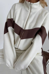 Athletic Zip Front Top Pants Activewear Set