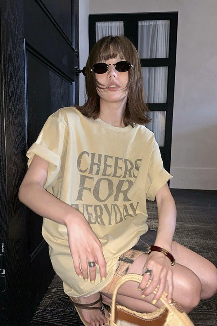 Cotton Oversized Letter Print T-Shirt Main image