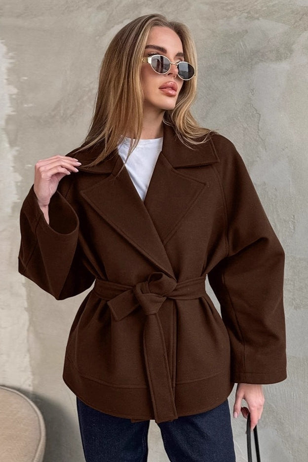 Vintage Belted Brown Wool Blend Coat Main image