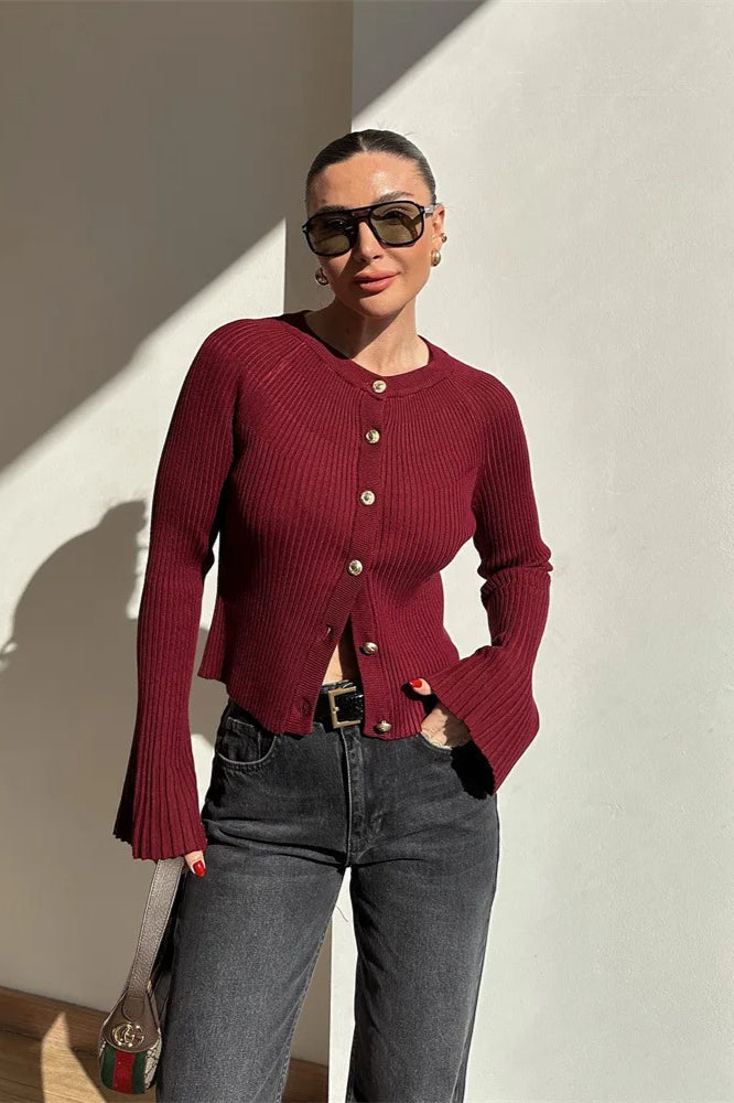 Single Breasted Ribbed Knit Cardigan Secondary image