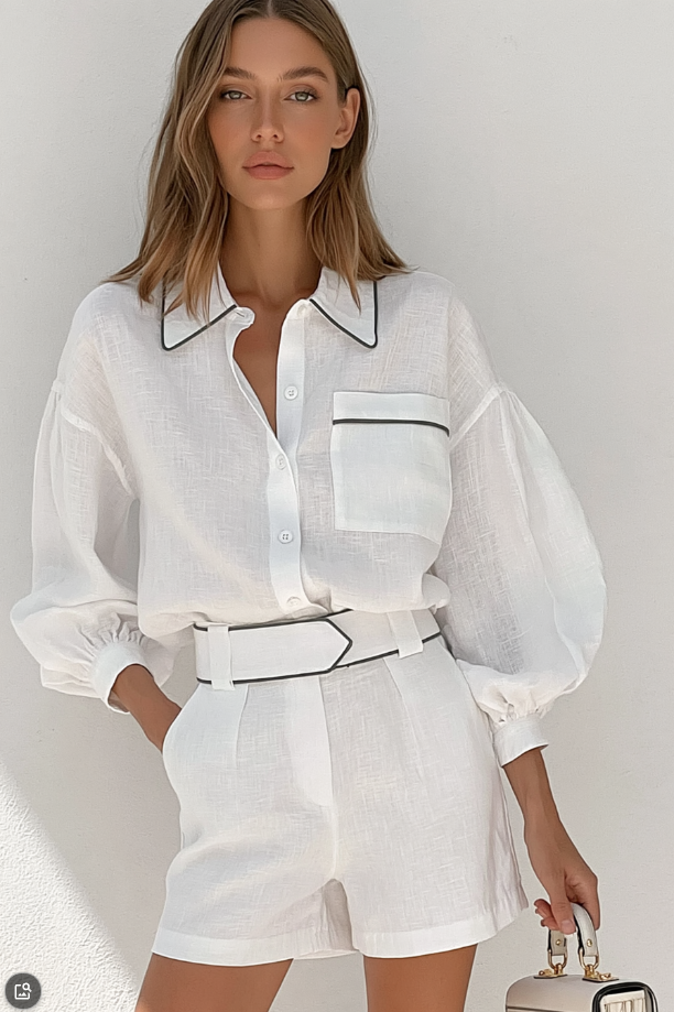 cotton and linen long-sleeved summer suit