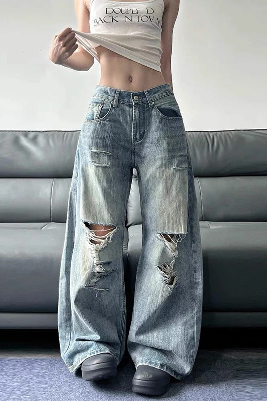 High Waist Ripped Wide-Leg Jeans Main image