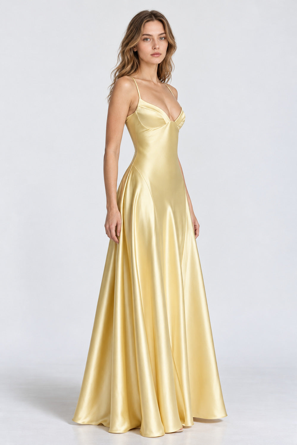 Satin Spaghetti Strap Flared Maxi Dress Secondary image