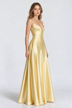 Satin Spaghetti Strap Flared Maxi Dress