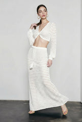 Knit Beach Two Piece Long Sleeve Vacation Set