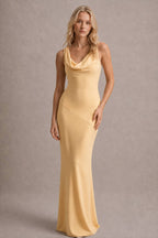 Satin Cowl Neck Fishtail Party Dress