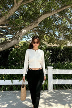 Embroidered Button Crop Cardigan