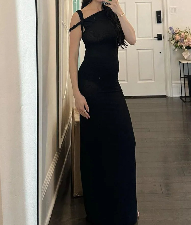 Irregular Short Sleeve Slip Maxi Dress Main image