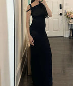 Irregular Short Sleeve Slip Maxi Dress
