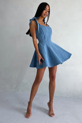 Tie Front Bodycon Denim Dress