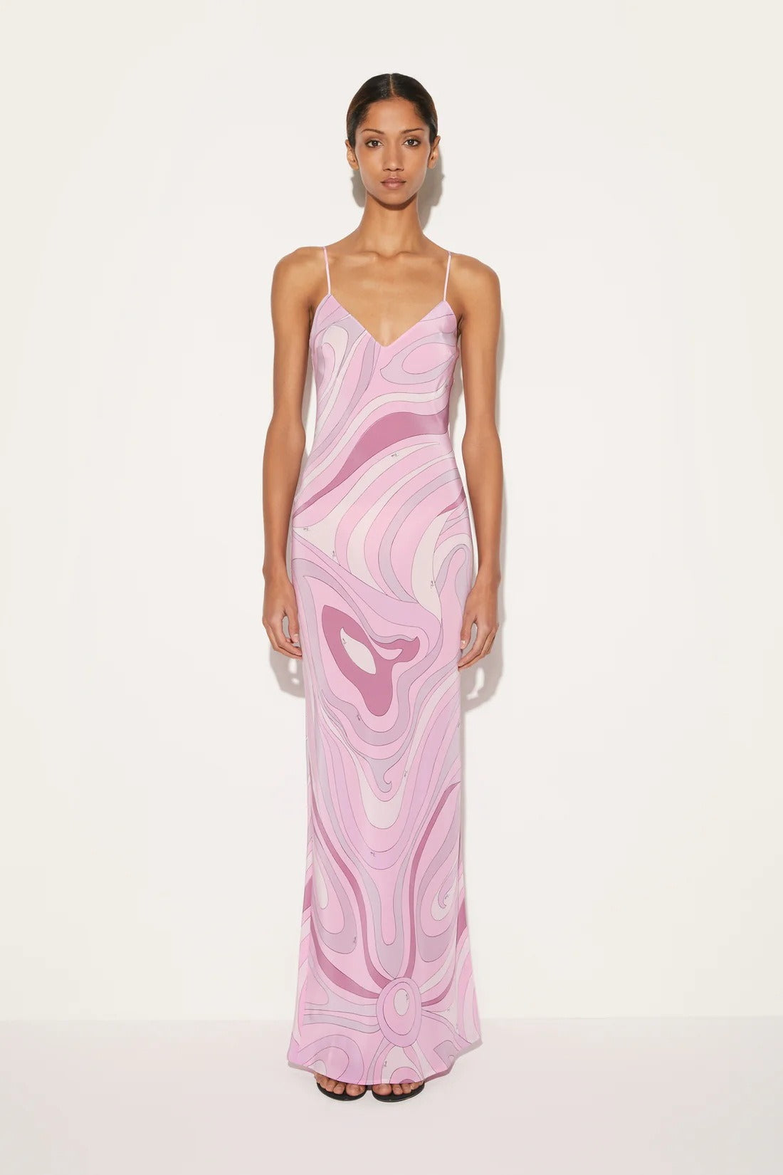 Printed Satin Cami Slit Silk Dress Secondary image
