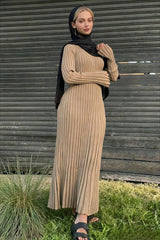 Ribbed Knit Tie Waist Dress