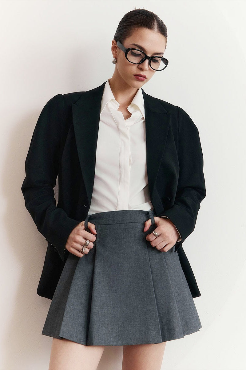 Button Front Pleated A-Line Skirt Main image