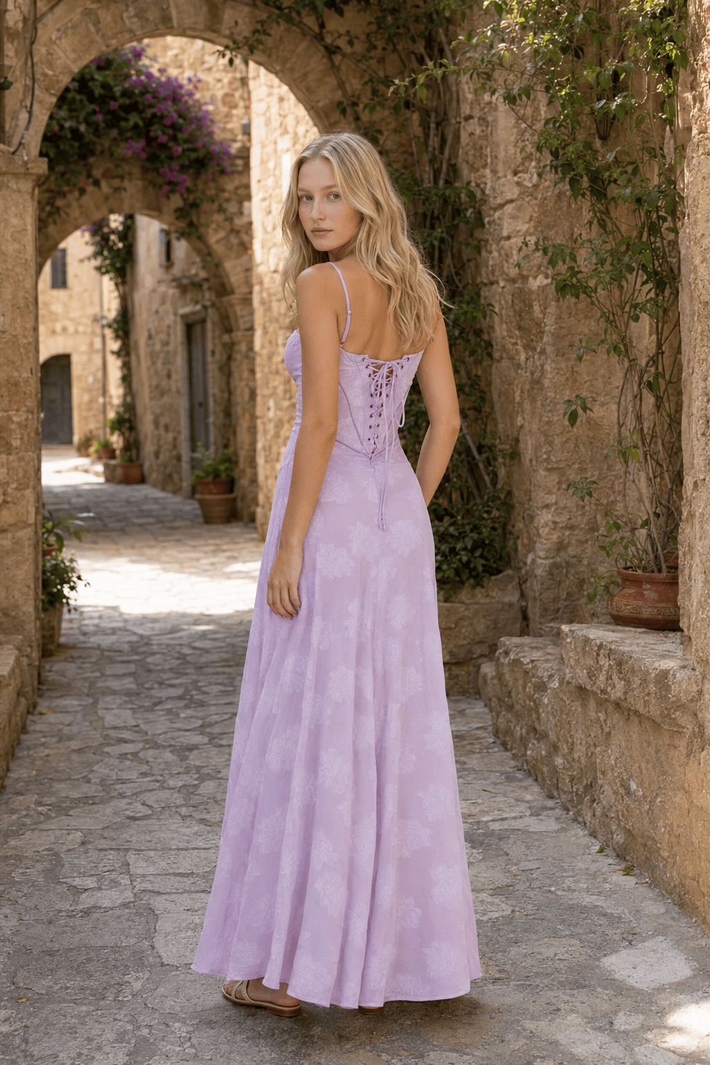 Serena Retro Purple Charming Printed Maxi Dress